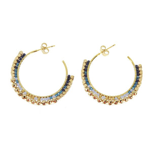 Boucles d'oreilles Océane bleu doré